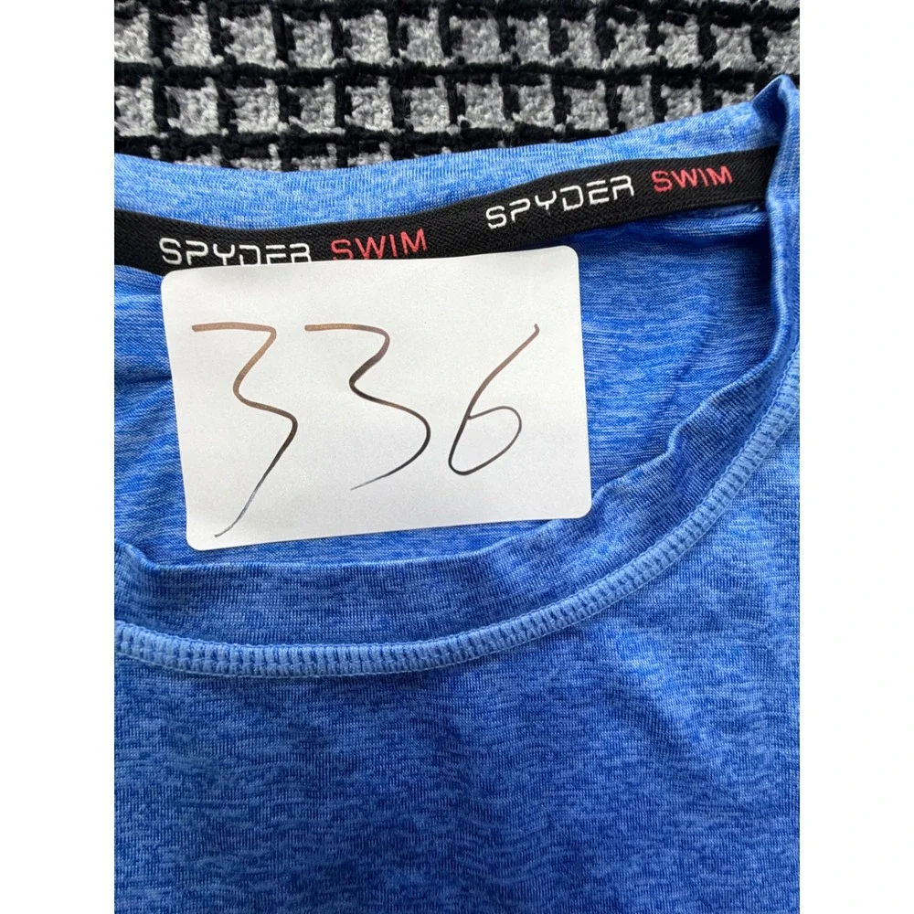 Spyder Rash Guard Mens Large Blue Long Sleeve Swim Shirt Logo Z336